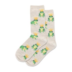 Hotsox Kid's Frog Prince Crew Socks 1 Pair, Natural Melange, Kid's Medium/Large
