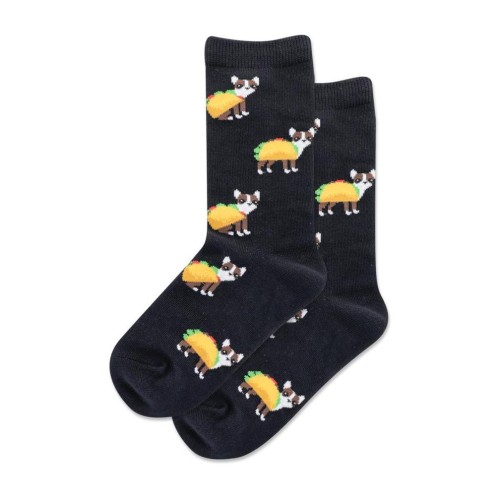 Hotsox Kid's Taco Terrier Crew Socks 1 Pair, Black, Kid's Large/Extra Large Hotsox Kid's Taco Terrier Crew Socks 1 Pair, Black, Kid's Large/Extra Large