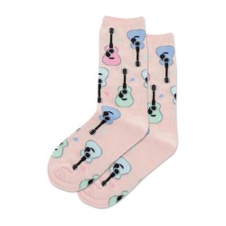 Hotsox Kid's Guitars Crew Socks 1 Pair, Blush, Kid's Medium/Large