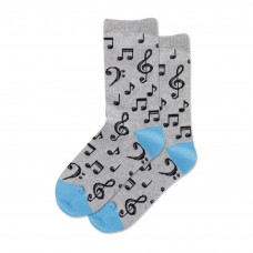 Hotsox Kid's Musical Notes Crew Socks 1 Pair, Grey Heather, Kid's Medium/Large