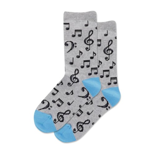 Hotsox Kid's Musical Notes Crew Socks 1 Pair, Grey Heather, Kid's Large/Extra Large Hotsox Kid's Musical Notes Crew Socks 1 Pair, Grey Heather, Kid's Large/Extra Large