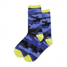 Hotsox Kid's Camouflage Crew Socks 1 Pair, Denim Heather, Kid's Large/Extra Large