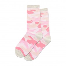 Hotsox Kid's Camouflage Crew Socks 1 Pair, Pink , Kid's Large/Extra Large