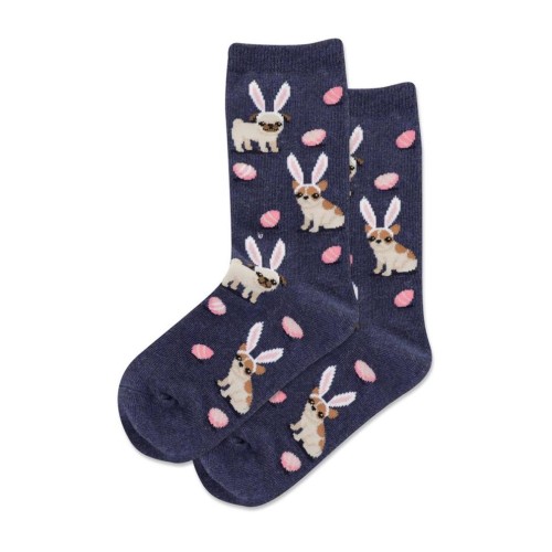 Hotsox Kid's Easter Dogs Crew Socks 1 Pair, Denim Heather, Kid's Large/Extra Large Hotsox Kid's Easter Dogs Crew Socks 1 Pair, Denim Heather, Kid's Large/Extra Large