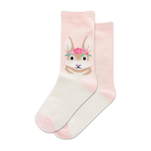Hotsox Kid's Flower Crown Bunny Crew Socks 1 Pair, Blush, Kid's Medium/Large Hotsox Kid's Flower Crown Bunny Crew Socks 1 Pair, Blush, Kid's Medium/Large