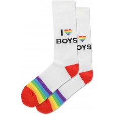 Hotsox Men's I Love Boys Crew Socks 1 Pair, Multi, Men's 10-13