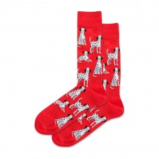 Hotsox Men's Dalmatian Crew Socks 1 Pair, Red, Men's 10-13