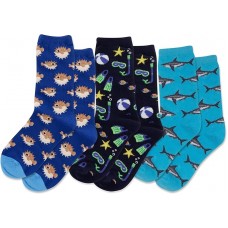 Hot Sox Kid's Pufferfish Crew Socks 1 Pair, Assorted, Kid's Large/X-Large