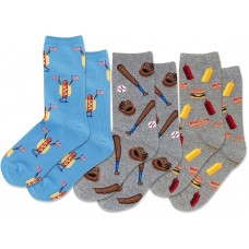 Hot Sox Kid's 4th Of July Hot Dog Socks 3 Pair, Assorted, Small/Medium