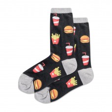 Hotsox Women's Burger And Fries Crew Socks 1 Pair, Black, Women's 9-11