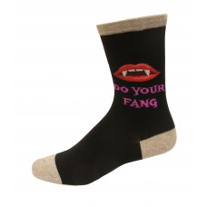 Hot Sox Women's Do Your Fang Crew Sock 1 Pair, Black, Women's 9-11