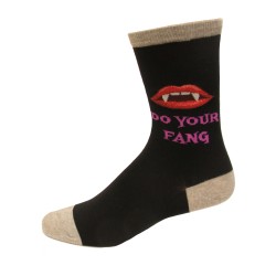 Hot Sox Women's Do Your Fang Crew Sock 1 Pair, Black, Women's 9-11