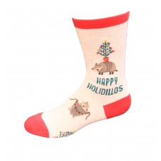 Hot Sox Women's Happy Holidillos Crew Sock 1 Pair, Natural Melange, Women's 9-11