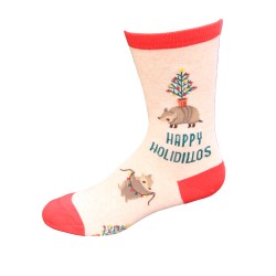 Hot Sox Women's Happy Holidillos Crew Sock 1 Pair, Natural Melange, Women's 9-11