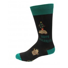 Hot Sox Women's Happy Holidillos Crew Sock 1 Pair, Black, Women's 9-11