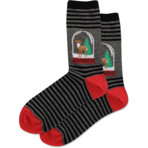 Hot Sox Women's Fuzzy Reindeer Snowglobe Sock 1 Pair, Black, Women's 9-11 Hot Sox Women's Fuzzy Reindeer Snowglobe Sock 1 Pair, Black, Women's 9-11