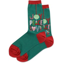 Hot Sox Women's Joy Peace Love Crew Sock 1 Pair, Green, Women's 9-11