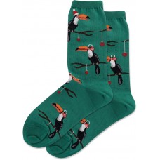 Hot Sox Women's Christmas Toucans Crew Sock 1 Pair, Green, Women's 9-11