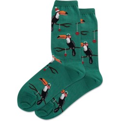 Hot Sox Women's Christmas Toucans Crew Sock 1 Pair, Green, Women's 9-11 Hot Sox Women's Christmas Toucans Crew Sock 1 Pair, Green, Women's 9-11