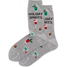 Hot Sox Women's Holiday Spirits Crew Sock 1 Pair, Grey Heather, Women's 9-11