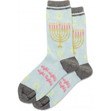 Hot Sox Women's Menorah Crew Sock 1 Pair, Mint Melange, Women's 9-11