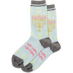 Hot Sox Women's Menorah Crew Sock 1 Pair, Mint Melange, Women's 9-11
