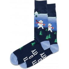 Hot Sox Men's Fuzzy Yeti To Party Non S Sock 1 Pair, Navy, Men's 10-13