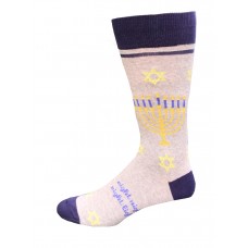 Hot Sox Men's Menorah Crew Sock 1 Pair, Grey Heather, Men's 10-13