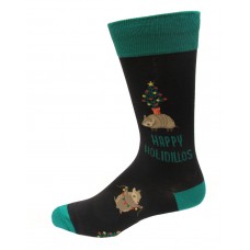 Hot Sox Men's Happy Holidillos Crew Sock 1 Pair, Black, Men's 10-13