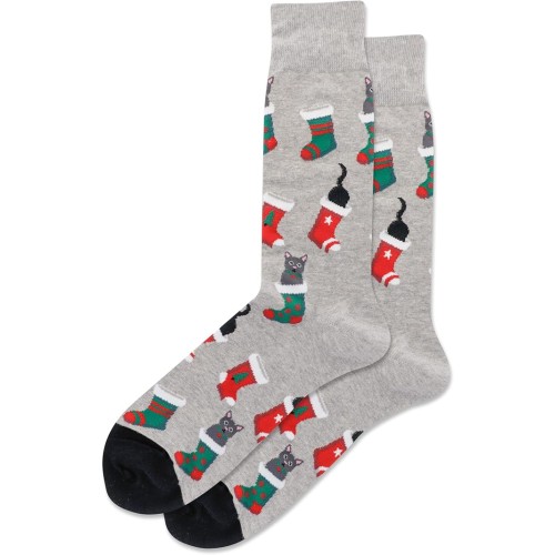 Hot Sox Men's Cats in Stockings Crew Sock 1 Pair, Grey Heather, Men's 10-13 Hot Sox Men's Cats in Stockings Crew Sock 1 Pair, Grey Heather, Men's 10-13