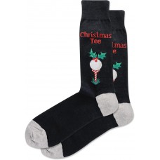 Hot Sox Men's Christmas Tee Crew Sock 1 Pair, Black, Men's 10-13