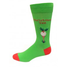 Hot Sox Men's Christmas Tee Crew Sock 1 Pair, Light Green, Men's 10-13