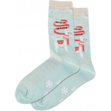 Hot Sox Women's Fuzzy Fa La Llama Non Ski Sock 1 Pair, Light Blue, Women's 9-11