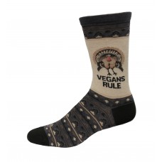 Hot Sox Men's Vegans Rule Crew Sock 1 Pair, Charcoal Heather, Men's 10-13