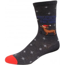 Hot Sox Men's Dachshund Through the Sno Sock 1 Pair, Denim Heather, Men's 10-13