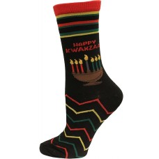 Hot Sox Men's Happy Kwanzaa Crew Sock 1 Pair, Black, Men's 10-13