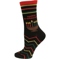 Hot Sox Men's Happy Kwanzaa Crew Sock 1 Pair, Black, Men's 10-13 Hot Sox Men's Happy Kwanzaa Crew Sock 1 Pair, Black, Men's 10-13