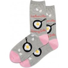 Hot Sox Women's Sunny Side Crew Sock 1 Pair, Grey Heather, Women's 9-11