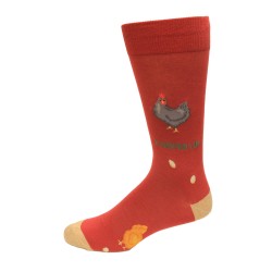 Hot Sox Men's Cooped Up Crew Sock 1 Pair, Wine, Men's 10-13