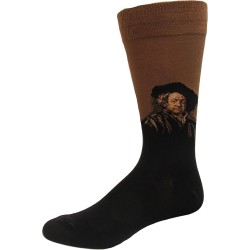 Hot Sox Men's Rembrandt Self Portrait Crew Sock 1 Pair, Brown, Men's 10-13 Hot Sox Men's Rembrandt Self Portrait Crew Sock 1 Pair, Brown, Men's 10-13