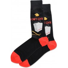 Hot Sox Men's I Can't Cook Crew Sock 1 Pair, Black, Men's 10-13