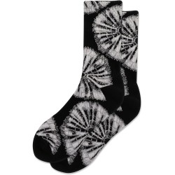 Hot Sox Women's Knit Radial Tie Die Crew Sock 1 Pair, Black, Women's 9-11
