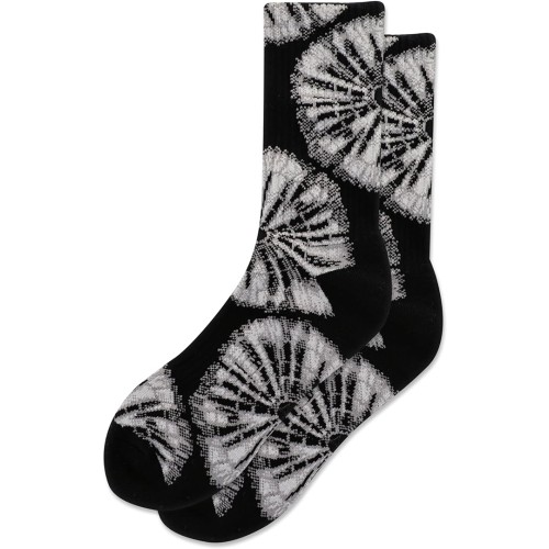 Hot Sox Women's Knit Radial Tie Die Crew Sock 1 Pair, Black, Women's 9-11
