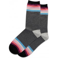 Hot Sox Women's Pop Stripe Crew Sock 1 Pair, Charcoal Heather, Women's 9-11