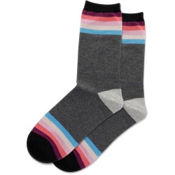 Hot Sox Women's Pop Stripe Crew Sock 1 Pair, Charcoal Heather, Women's 9-11