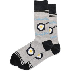 Hot Sox Men's Sunny Side Crew Sock 1 Pair, Grey Heather, Men's 10-13