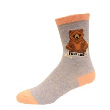 Hot Sox Women's Free Hug Bear Crew Sock 1 Pair, Chambray, Women's 9-11