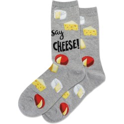 Hot Sox Women's Say Cheese Crew Sock 1 Pair, Grey Heather, Women's 9-11 Hot Sox Women's Say Cheese Crew Sock 1 Pair, Grey Heather, Women's 9-11