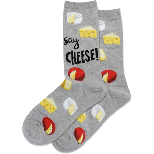 Hot Sox Women's Say Cheese Crew Sock 1 Pair, Grey Heather, Women's 9-11 Hot Sox Women's Say Cheese Crew Sock 1 Pair, Grey Heather, Women's 9-11