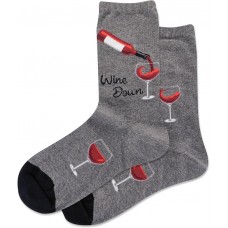 Hot Sox Women's Wine Down Crew Sock 1 Pair, Charcoal Heather, Women's 9-11